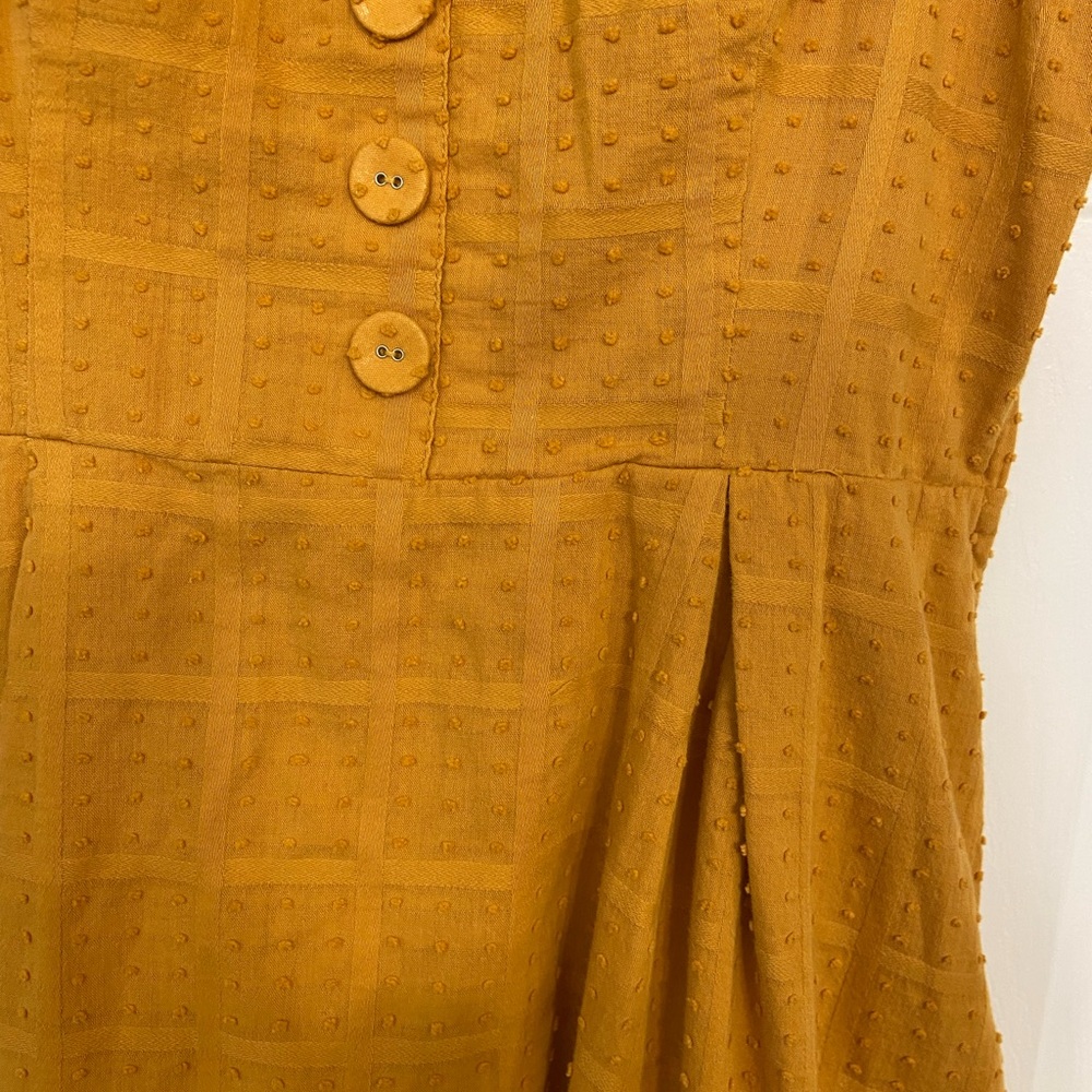 ModCloth More The Merrier Marigold Mustard Yellow Cotton Dress Sz Small - Picture 5 of 15